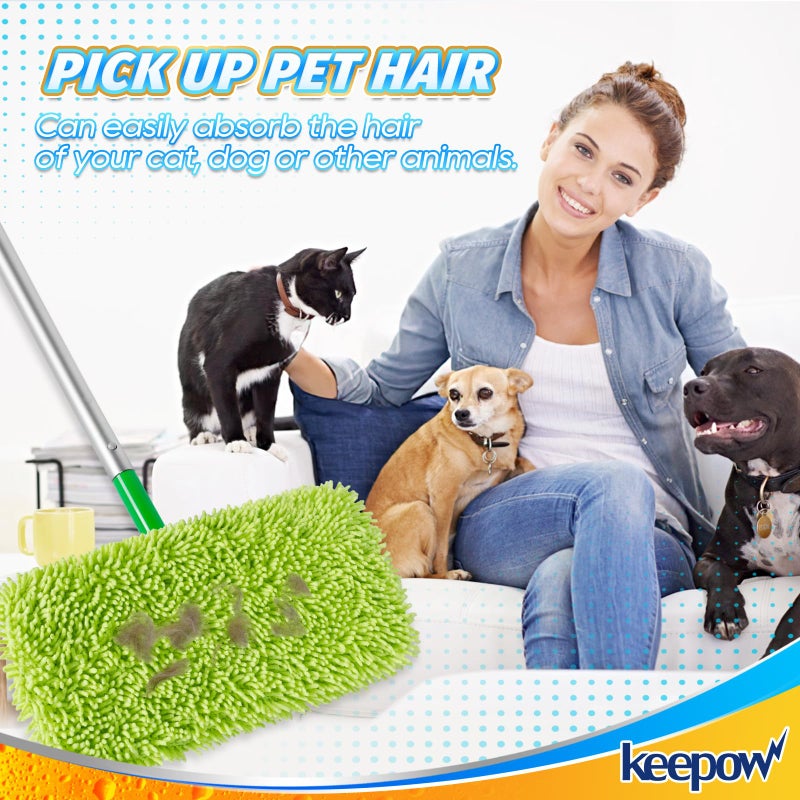 كيباو منصات ممسحة من الألياف الدقيقة القابلة لإعادة الاستخدام متوافقة مع Swiffer Swiffer Mop Completing Compling Compling Complable Rit Abpping Clits لتنظيف الأرضيات السطحية/الخشب الصلب 8 (MOP غير متضمن) - Image 4