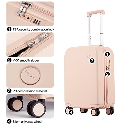 mixi Carry on Luggage, 20'' Suitcase Spinner Wheels Luggage Hardshell Lightweight Rolling Suitcases PC with Cover & TSA Lock for Business Travel, Pink - Image 4
