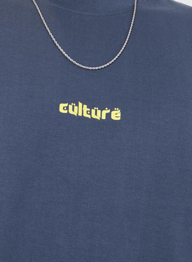 Styli Men Dark Blue Graphic Print Oversized T-Shirt - Image 4