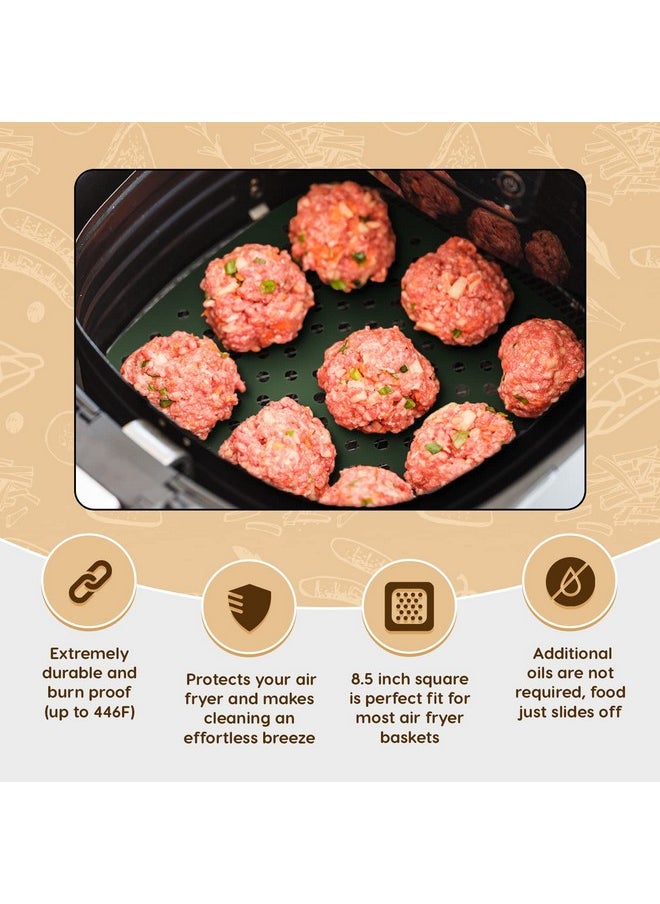 Linda's Essentials Reusable Square Silicone Air Fryer Liners (8.5 Inch, 3 Pack) by Linda’s Essentials - Non-Stick, Easy-Clean Accessories with Cheat Sheet & Recipe Book, Perfect for Quick Meals  - Image 5