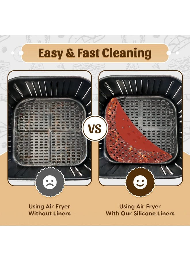 Linda's Essentials Reusable Square Silicone Air Fryer Liners (8.5 Inch, 3 Pack) by Linda’s Essentials - Non-Stick, Easy-Clean Accessories with Cheat Sheet & Recipe Book, Perfect for Quick Meals  - Image 3