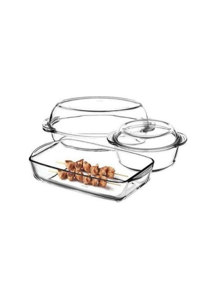 Borcam Borkam Glass Casserole Set with Lid, 5 Pieces - Clear - Image 1
