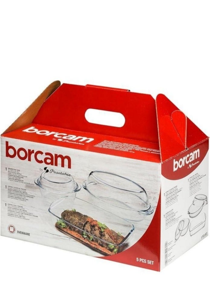 Borcam Borkam Glass Casserole Set with Lid, 5 Pieces - Clear - Image 4