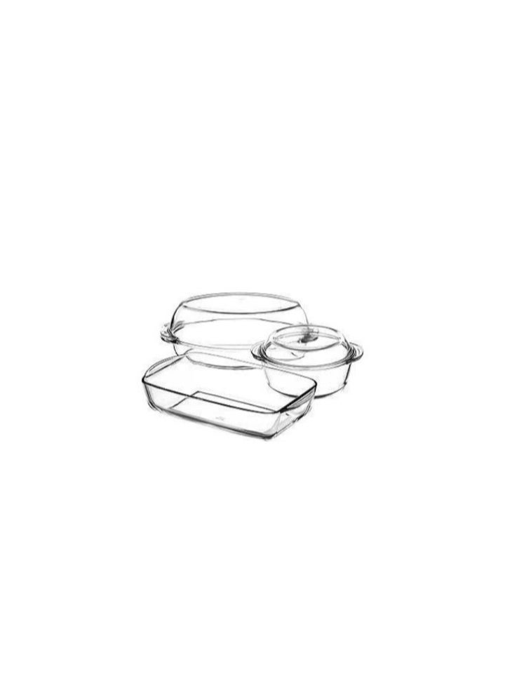 Borcam Borkam Glass Casserole Set with Lid, 5 Pieces - Clear - Image 3