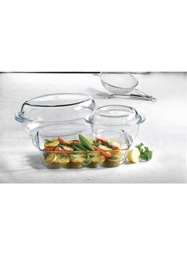 Borcam Borkam Glass Casserole Set with Lid, 5 Pieces - Clear - Image 2