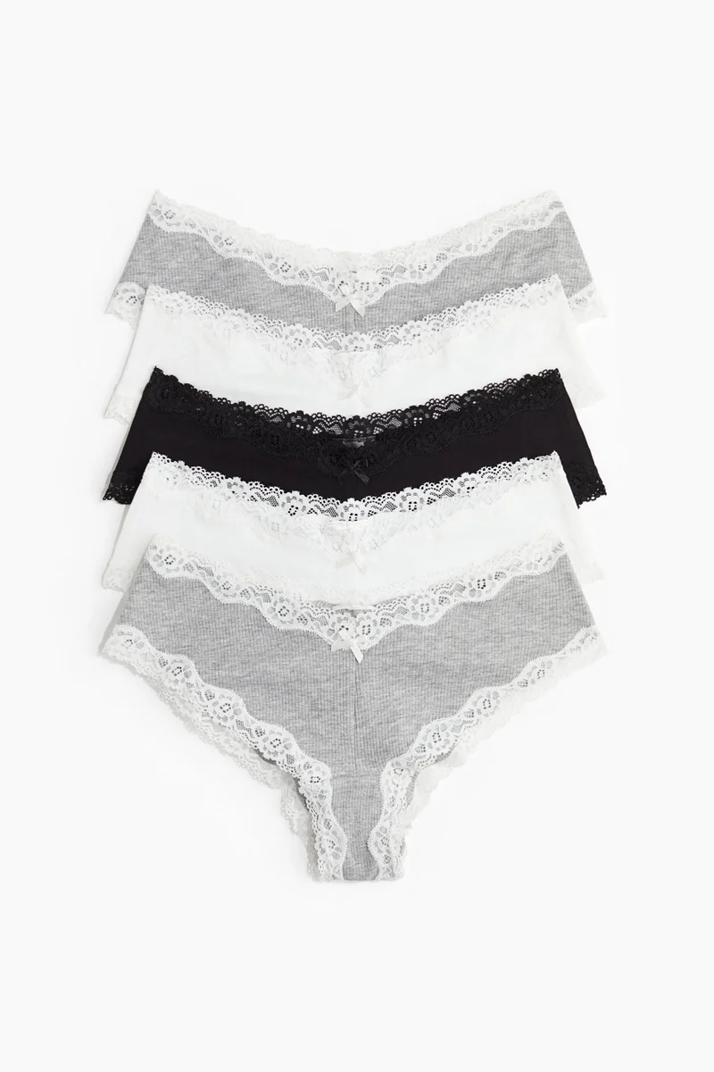 H&M 5-pack cotton and lace hipster briefs