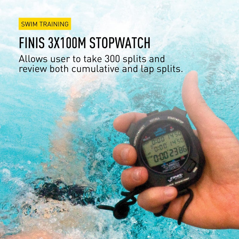 FINIS Waterproof Stopwatch for Swim Training - 300 Split Memory - Stroke Rate Mode - Easy-Read Display - Black - Image 2