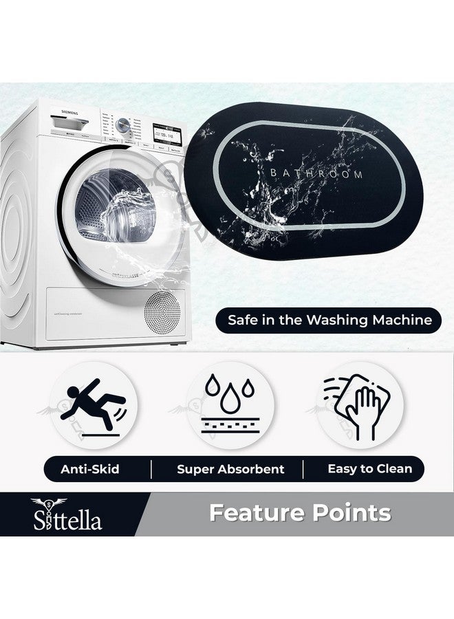 SITTELLA Rubber 1 Piece 3.5Mm Anti-Skid Water Soaking Bathroom Print Door,Floor Rectangular Bath Mat, Soft Quick Dry Water Absorbent Mat For Home Office 40X60Cm-Black - Image 4