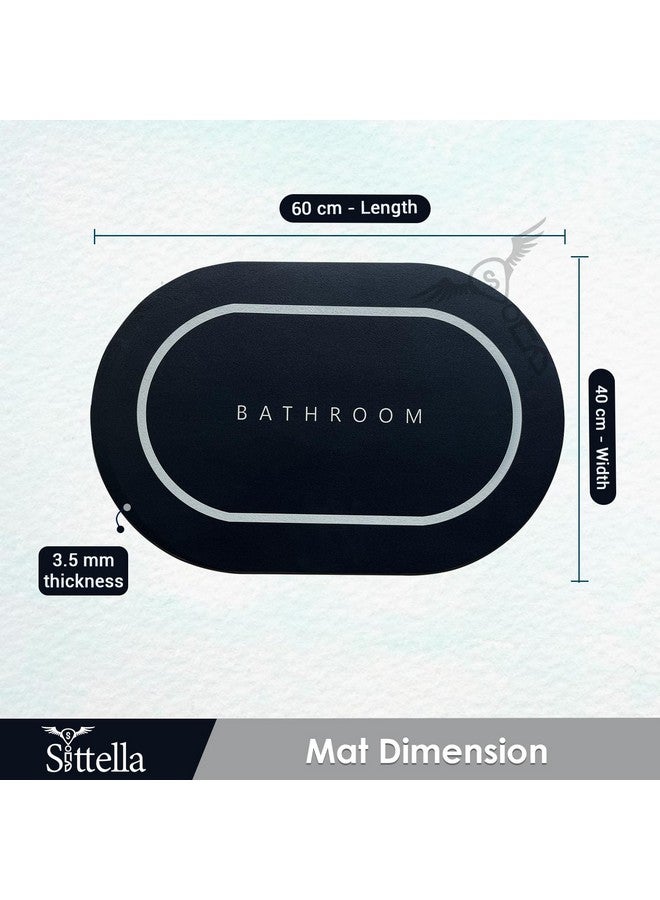SITTELLA Rubber 1 Piece 3.5Mm Anti-Skid Water Soaking Bathroom Print Door,Floor Rectangular Bath Mat, Soft Quick Dry Water Absorbent Mat For Home Office 40X60Cm-Black - Image 2