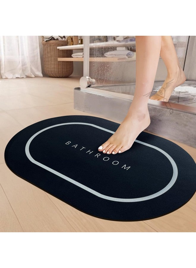 SITTELLA Rubber 1 Piece 3.5Mm Anti-Skid Water Soaking Bathroom Print Door,Floor Rectangular Bath Mat, Soft Quick Dry Water Absorbent Mat For Home Office 40X60Cm-Black - Image 1