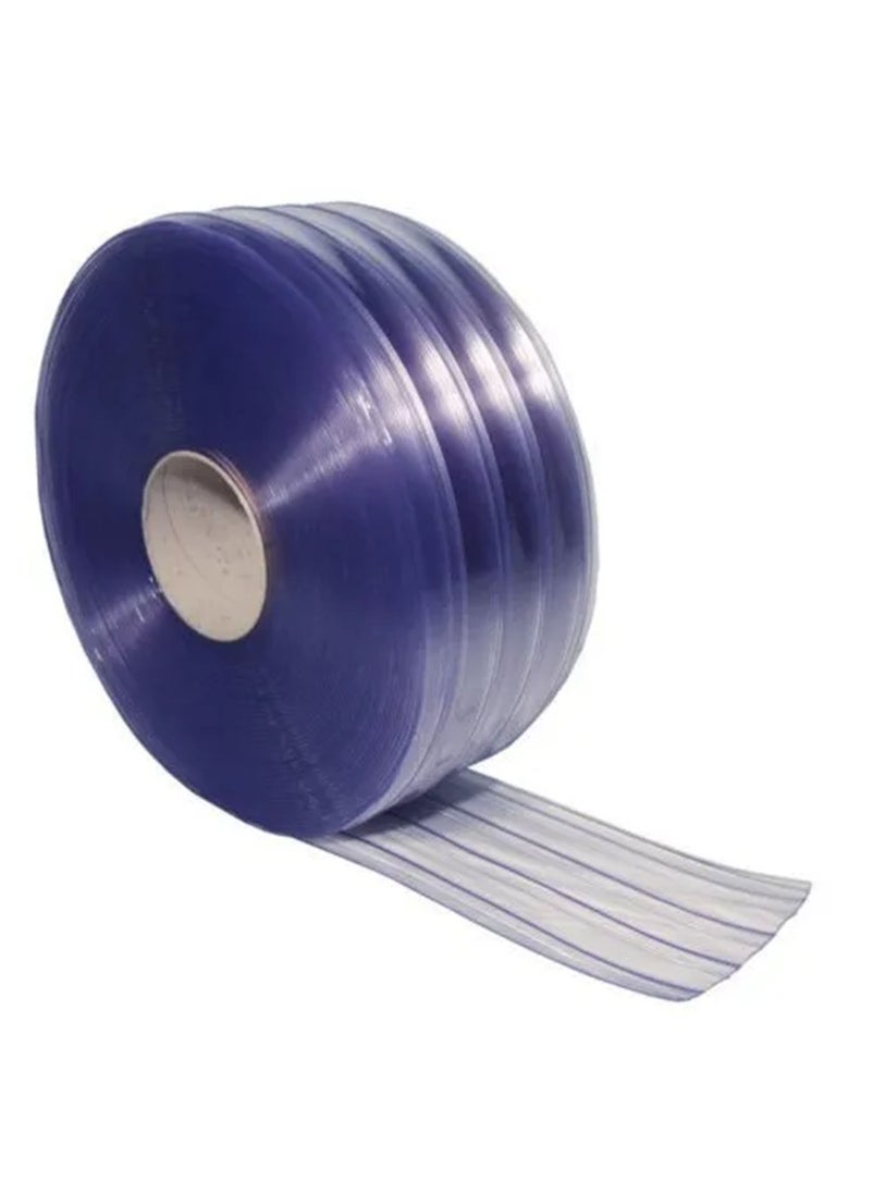 Generic - PVC Ribbed Strip Curtain Doorway Drapery Indoor Outdoor Heat and Cold Insulation Transparent Blue 200mmx2mmx50m - Image 1