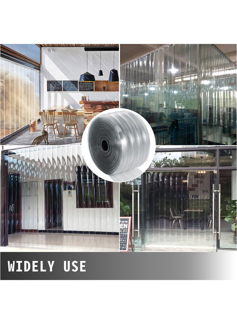 Generic - PVC Ribbed Strip Curtain Doorway Drapery Indoor Outdoor Heat and Cold Insulation Transparent Blue 200mmx2mmx50m - Image 1