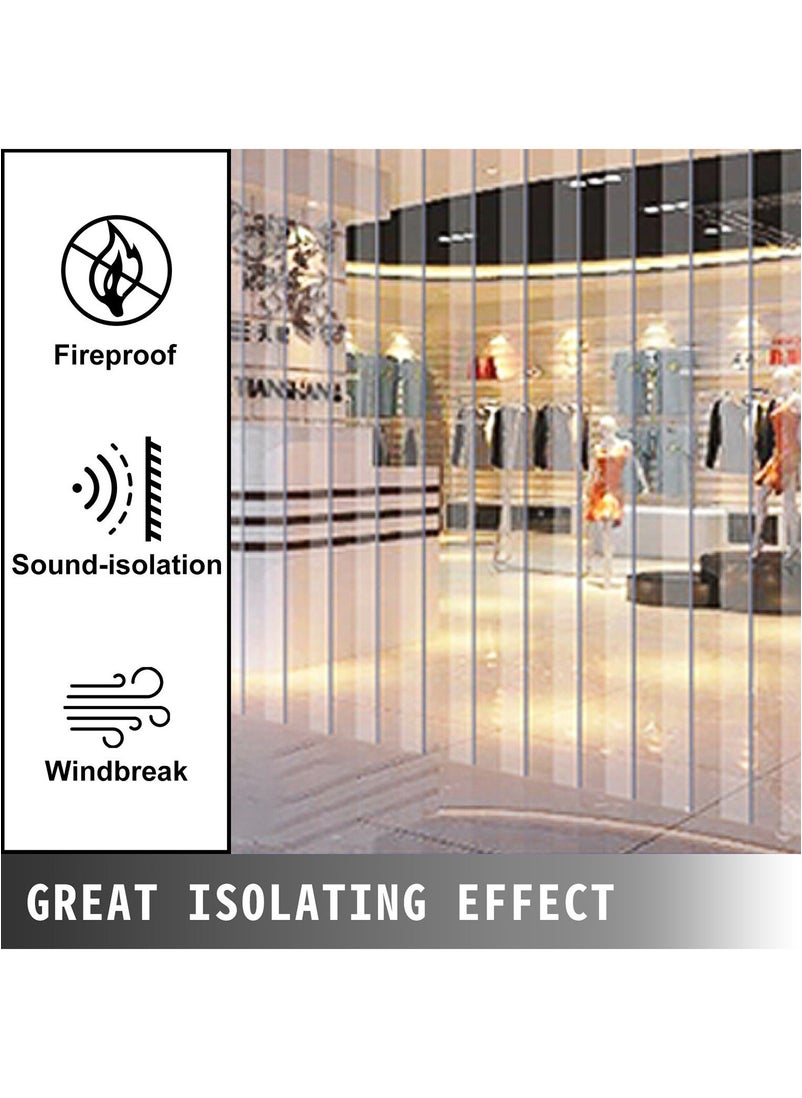Generic - PVC Ribbed Strip Curtain Doorway Drapery Indoor Outdoor Heat and Cold Insulation Transparent Blue 200mmx2mmx50m - Image 1