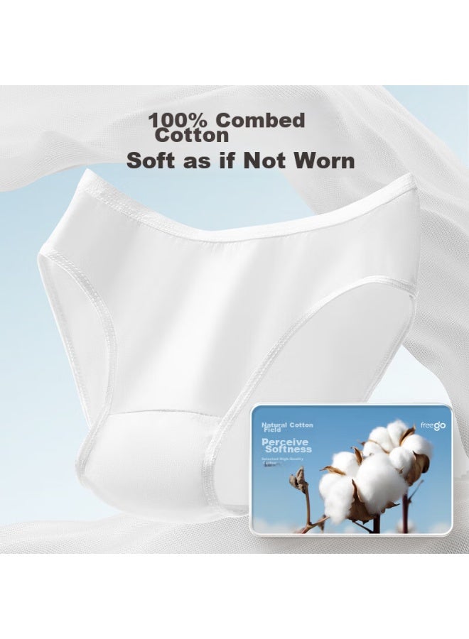 Free Go Freego 5-pack Pure Cotton Disposable Underwear, Washable, Travel-friendly, For Women, Postpartum, Sterilized, No-wash, Daily Disposable Panties, Size L - Image 5