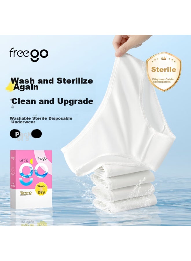 Free Go Freego 5-pack Pure Cotton Disposable Underwear, Washable, Travel-friendly, For Women, Postpartum, Sterilized, No-wash, Daily Disposable Panties, Size L - Image 1