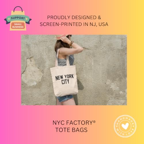 NYC FACTORY Gusseted New York City Tote Bag Lennon NYC Style Shopping Gym Beach - Image 4