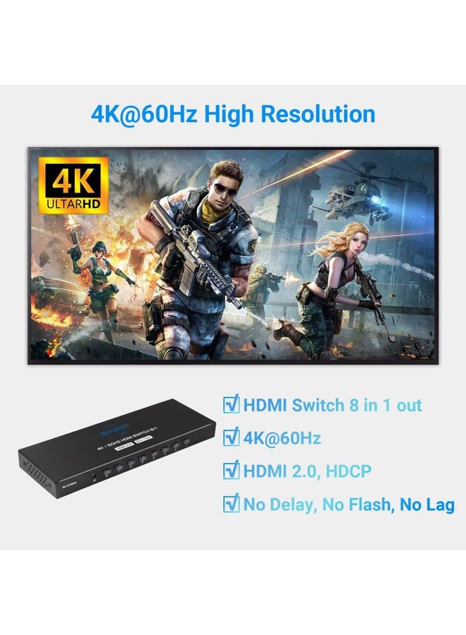 Suceem HDMI Switch 8 in 1 Out 4K@60HZ 8 Port HDMI Switcher 4K - Image 4