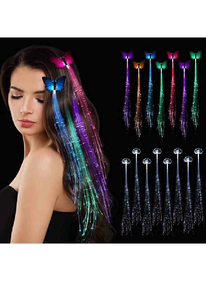 POZILAN 15 Pack Led Light Up Fairy Hair Accessories Braid Extension Clips For Women Girls Glow In The Dark Party Favors Supplies Neon Rave Accessories Wig For Festival Halloween Christmas Birthday - Image 2