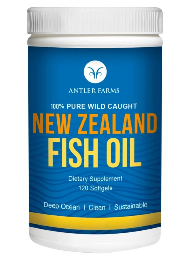 Antler Farms - 100% Pure Wild Caught New Zealand Fish Oil From Deep Ocean Cold Water Fish 120 Softgels Clean Fresh Omega3 Epa + Dha Supplement Keto Friendly Super Clean - Image 1