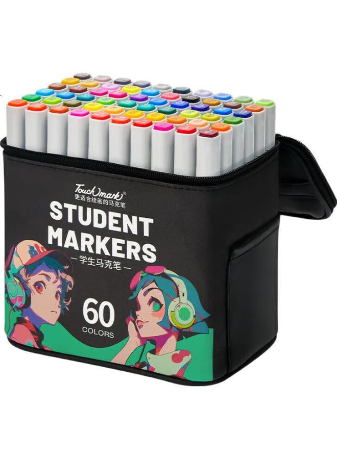 Touch Mark 60-Color Large Capacity Student Drawing Set, Dual-Tip Watercolor Pens, Art Markers, Oil-Based Markers, Birthday Gift For Boys And Girls - Image 2