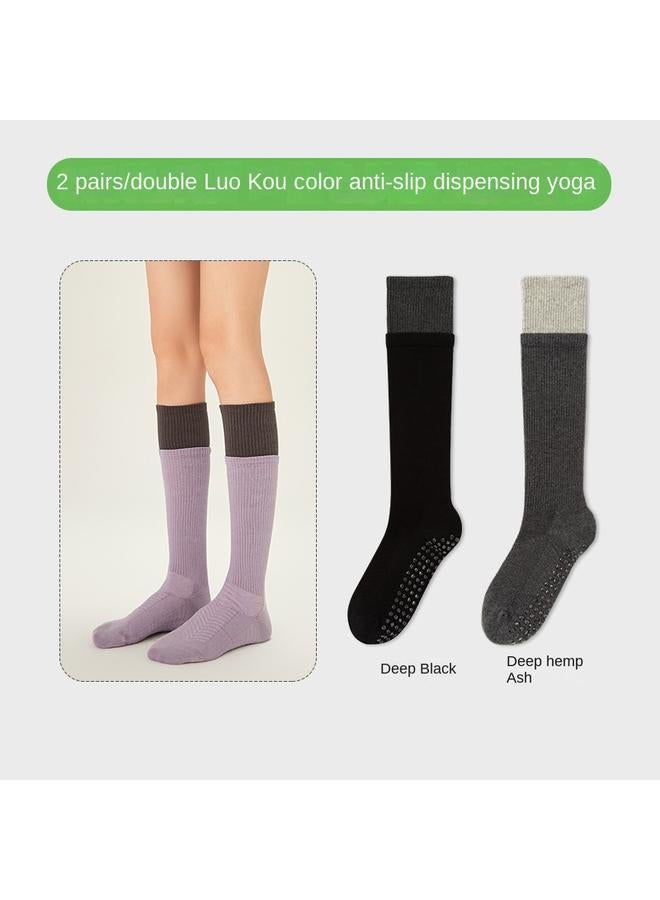 Bluejw Contrast Color Yoga Socks Children Non-slip Pressure Over-the-knee Stockings Pilates Sports Fitness Running Rope Skipping Calf Socks - Image 1