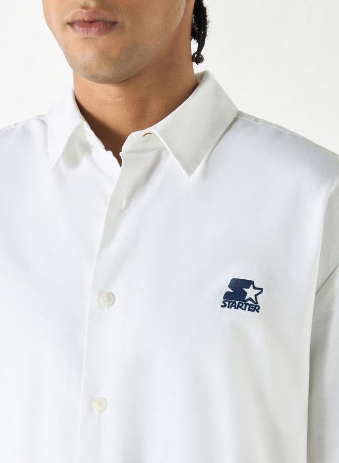 Starter Regular Fit Shirt with Long Sleeves and Button Placket - Image 4