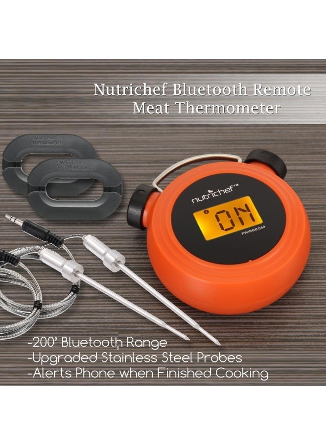 NutriChef Smart Bluetooth BBQ Grill Thermometer  Digital Display Stainless Dual Probes Safe to Leave in Outdoor Barbecue Meat Smoker  Wireless Remote Alert iOS Android Phone WiFi App  NutriChef PWIRBBQ60 - Image 3