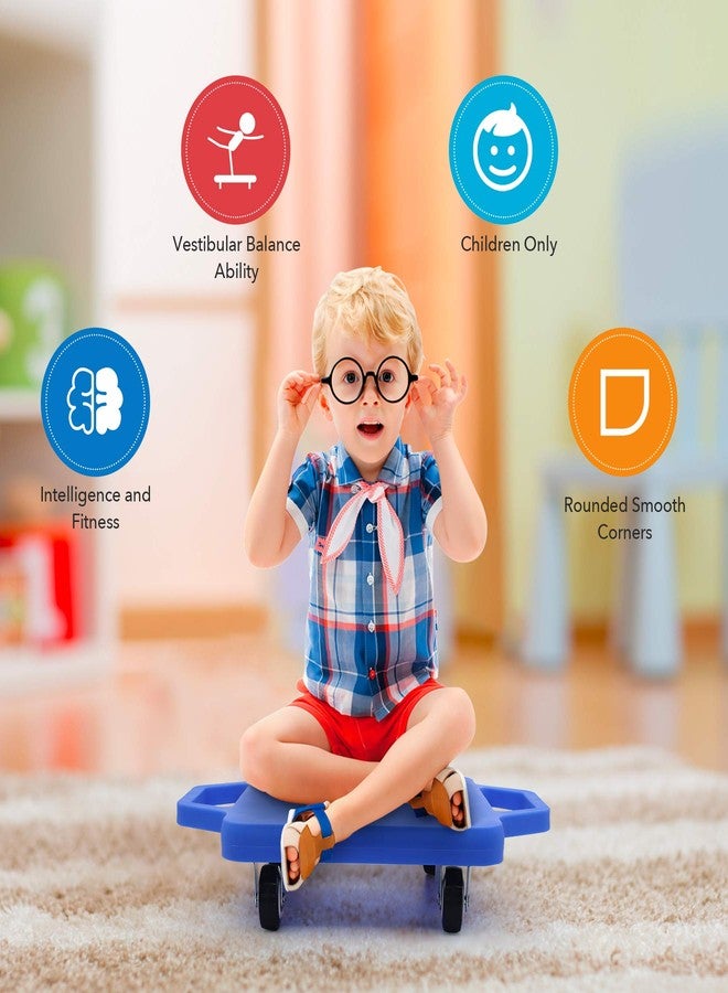 Joonly Kids Sitting Scooter Board with Universal Wheels Safety Plastic Scooter for Kids Ages 6-12 Manual Sport Scooters with Handles for Gym Class (Blue) - Image 2