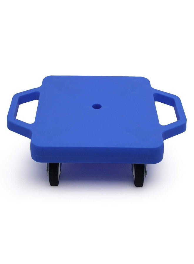 Joonly Kids Sitting Scooter Board with Universal Wheels Safety Plastic Scooter for Kids Ages 6-12 Manual Sport Scooters with Handles for Gym Class (Blue) - Image 1