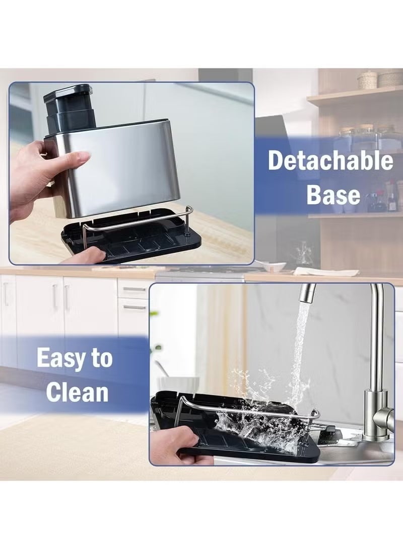 شي إن 3-in-1 Stainless Steel Kitchen Sink Organizer with Soap Dispenser and Sponge Holder – Space-Saving, Stylish Dishwashing Station - Image 5