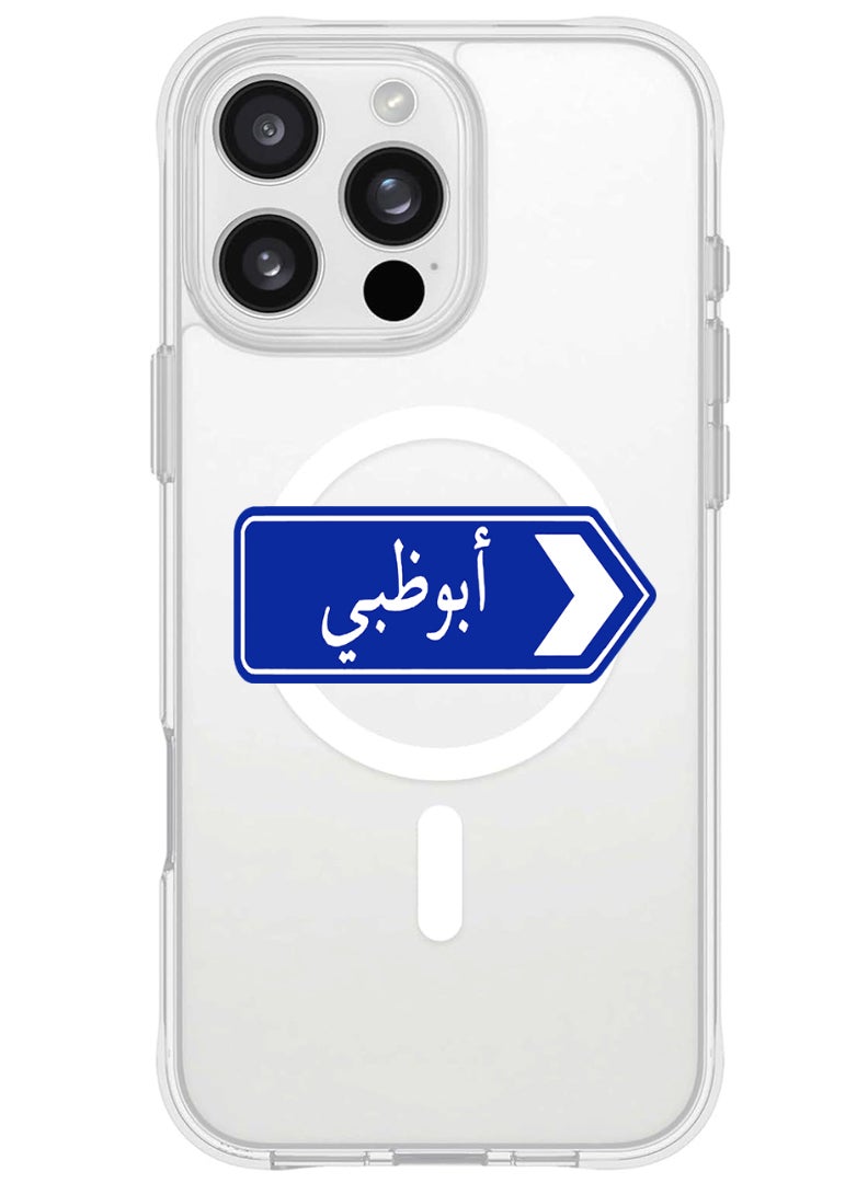 Theodor iPhone 16 Pro Max Magsafe Magnetic Case for iPhone Compatible with Wireless Charging, Shockproof Phone Bumper Cover - abudhabi blue sign board - Image 1
