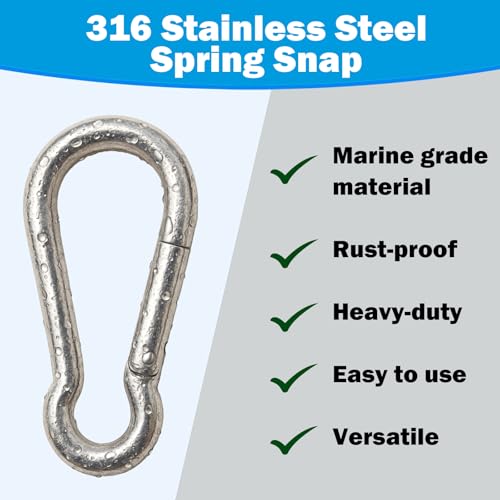 Outmate 316 Stainless Steel Carabiners -4.7 inch Heavy Duty, Durable & Rust-Free Clips for Gym, Swing, Dog Leashes, Hammocks, Keychains, and More(316,M11,Pack of 2) - Image 2