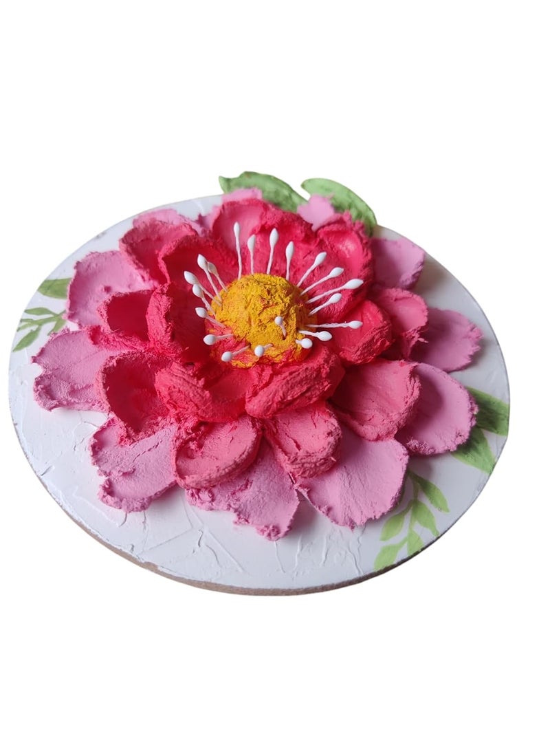 3D Flower Handmade Sculpture Art Fridge Magnet Sculpture Paste Peony Open Flower3D Flower3D Flower Sculpture Paste Multicolour  - Image 1