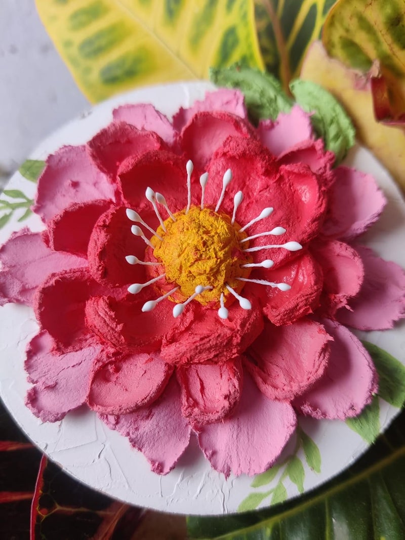 3D Flower Handmade Sculpture Art Fridge Magnet Sculpture Paste Peony Open Flower3D Flower3D Flower Sculpture Paste Multicolour  - Image 4