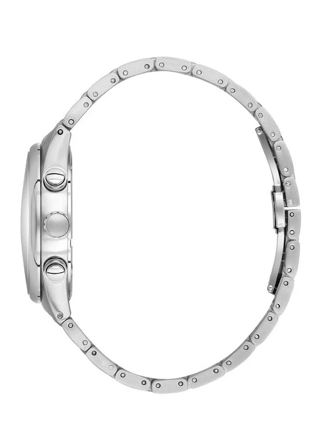 DANIEL KLEIN Men's Stainless Steel Silver Alloy Case Analog Blue Round Emboss Dial Japanese Quartz Exclusive 50 Meters Water Resistant