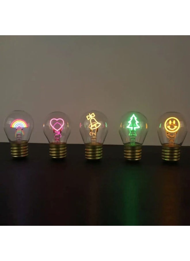 Generic - Edison Cartoon Shape Light Bulb LED Charging Light Bulb Color Fun Decorative Lamp Portable Night Light-Color:Snowflake-warm Yellow 2200k-Size:68*112mm - Image 1