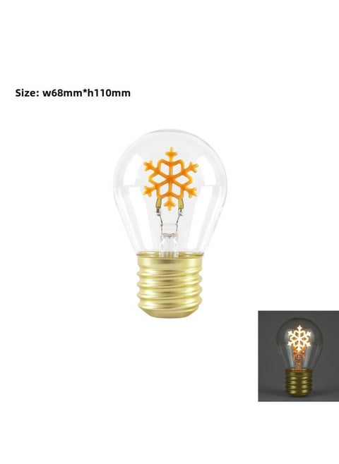 Edison Cartoon Shape Light Bulb LED Charging Light Bulb Color Fun Decorative Lamp Portable Night Light-Color:Snowflake-warm Yellow 2200k-Size:68*112mm