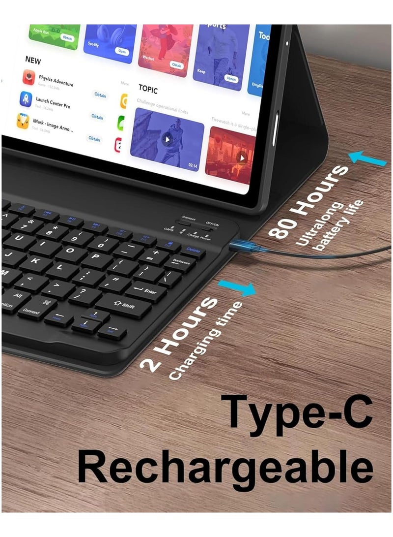 URBBKING Stand Folio Detachable Wireless Bluetooth Keyboard Cover Soft TPU Back Case for Honor Pad X9a Black - Image 5