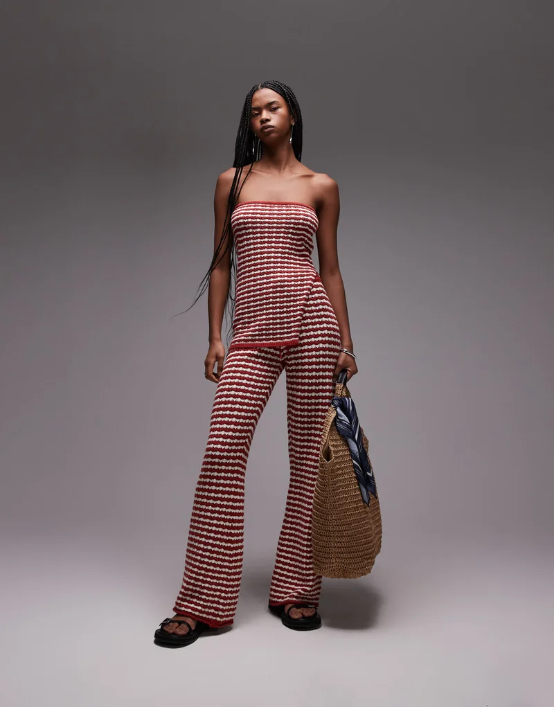 TOPSHOP Knitted Stripe Trouser