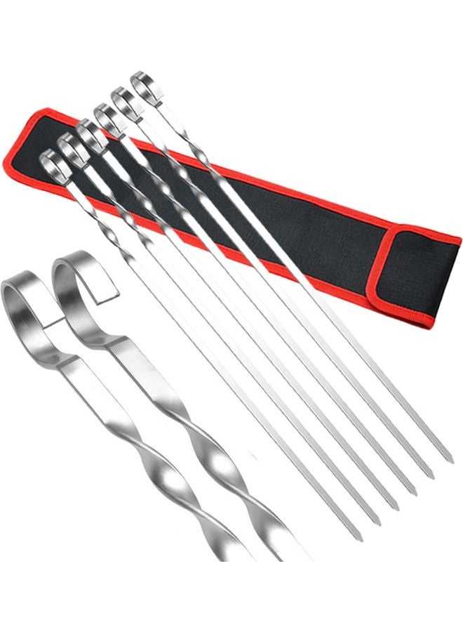 NIBEMINENT 6-Piece Barbecue Skewer Sticks With Storage Bag Tool Silver 43.00x1.50x7.00cm - Image 1