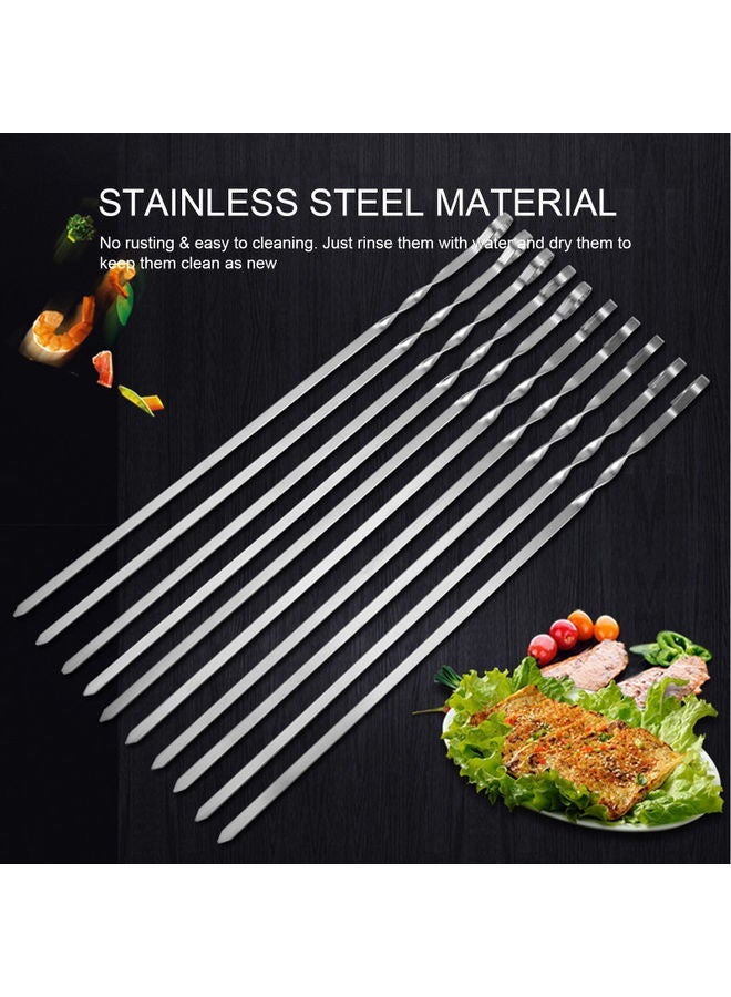 NIBEMINENT 6-Piece Barbecue Skewer Sticks With Storage Bag Tool Silver 43.00x1.50x7.00cm - Image 4