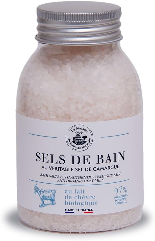 Maison du Savon de Marseille French Bath Salts Made with Camargue Salt and Organic Goats Milk 300g