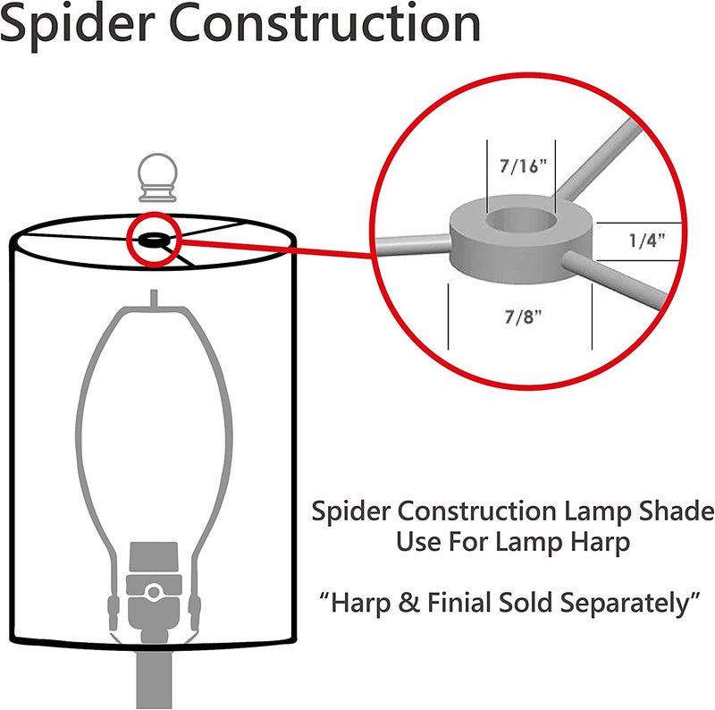Aspen Creative 31254A Contemporary Drum (Cylinder) Shaped Spider Construction Lamp Shade in Beige 8" wide (8" x 8" x 11") - Image 4