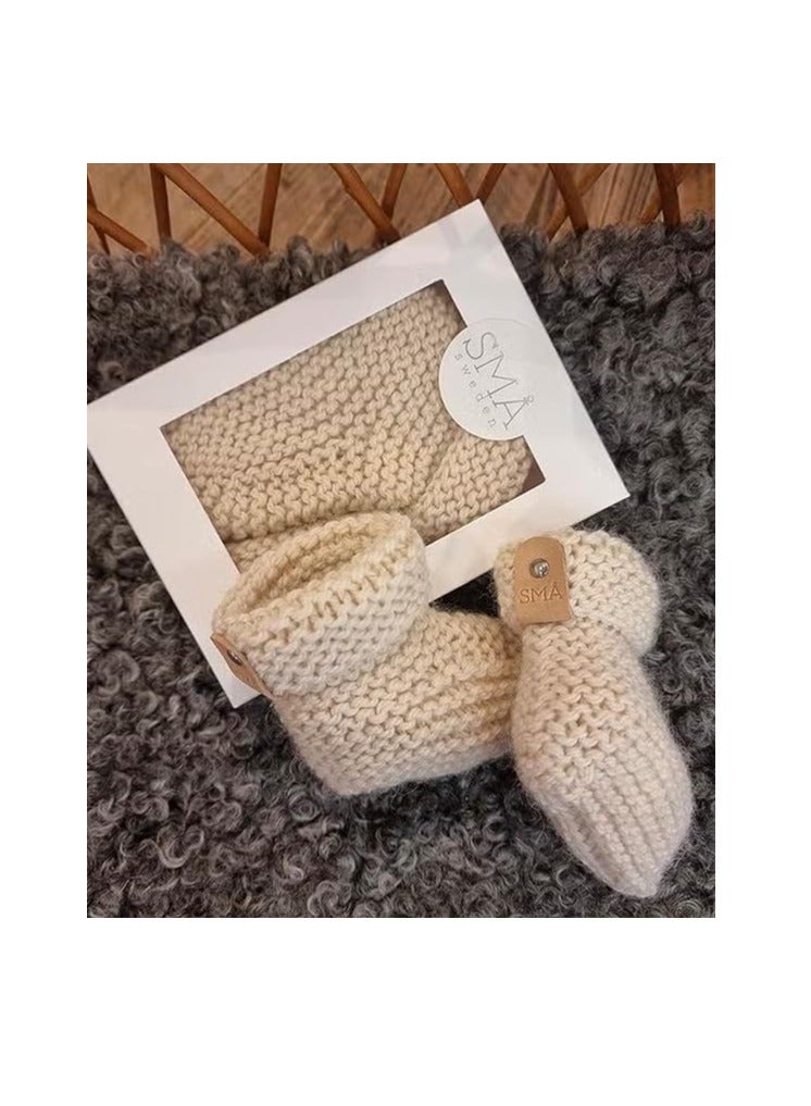 SMA Knit Crochet Baby white Booties Newborn Socks-Handmade Shoes and Super Soft Clouds Plush Baby Blanket for Boys and Girls and Muslin Swaddle Blankets and Easy Adjustable 3 Pack Infant Sleep Sack Wr - Image 3