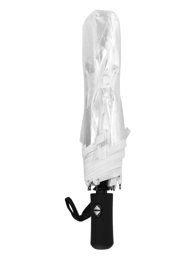 فلاين مظلة فلايلين الشفافة - مظلة قابلة للطي والفتح التلقائي، مظلة شفافة محمولة قابلة للطي للمطر/الرياح/الثلج، مظلة سفر مقاومة للرياح لحفلات الزفاف/السفر/المواعيد - Image 1