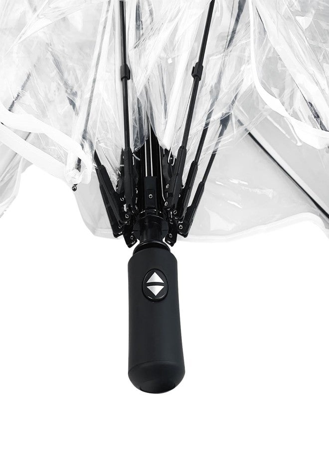 فلاين مظلة فلايلين الشفافة - مظلة قابلة للطي والفتح التلقائي، مظلة شفافة محمولة قابلة للطي للمطر/الرياح/الثلج، مظلة سفر مقاومة للرياح لحفلات الزفاف/السفر/المواعيد - Image 5