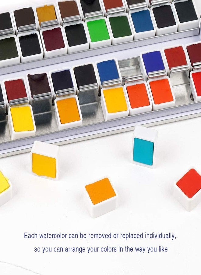 Paul Rubens Artist Grade Watercolor Paint, 48 Colors Solid Cakes with Palette and 100% Cotton Hot Press Watercolor Block for Artists, Beginners, Hobbyists, Students - Image 3