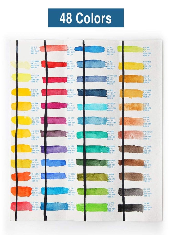 Paul Rubens Artist Grade Watercolor Paint, 48 Colors Solid Cakes with Palette and 100% Cotton Hot Press Watercolor Block for Artists, Beginners, Hobbyists, Students - Image 4