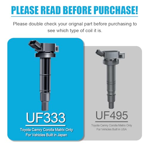 MAS UF333 Ignition Coils and NGK 7092 Platinum Spark Plugs Replacement for Toyota Camry Corolla Matrix RAV4 Highlander Solara Vibe TC HS250h 2.4L 2.0L OE# 90919-02244 90919-02266 C1330 SET OF 4 - Image 3