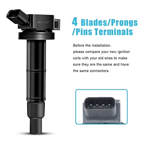 MAS UF333 Ignition Coils and NGK 7092 Platinum Spark Plugs Replacement for Toyota Camry Corolla Matrix RAV4 Highlander Solara Vibe TC HS250h 2.4L 2.0L OE# 90919-02244 90919-02266 C1330 SET OF 4 - Image 4